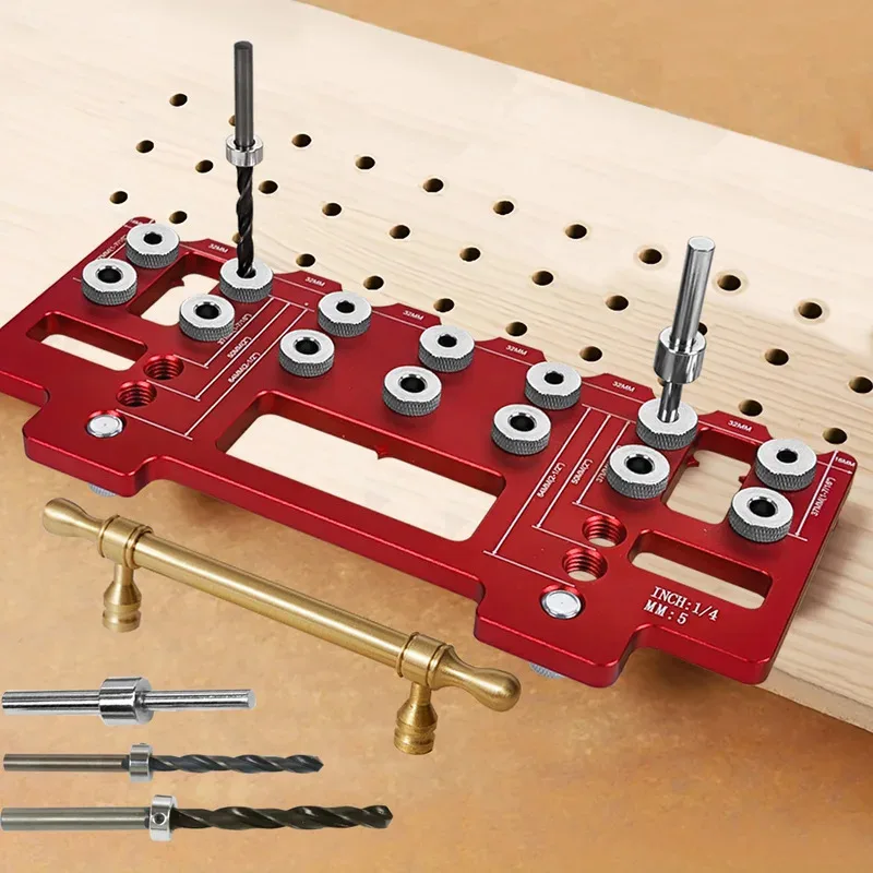 New 3-In-1 Hole Locator Jig Set-Shelf Pin Drilling Guide With Punch-Portable Pocket Hole Jig Kit For Cabinet And FurnitureMaking