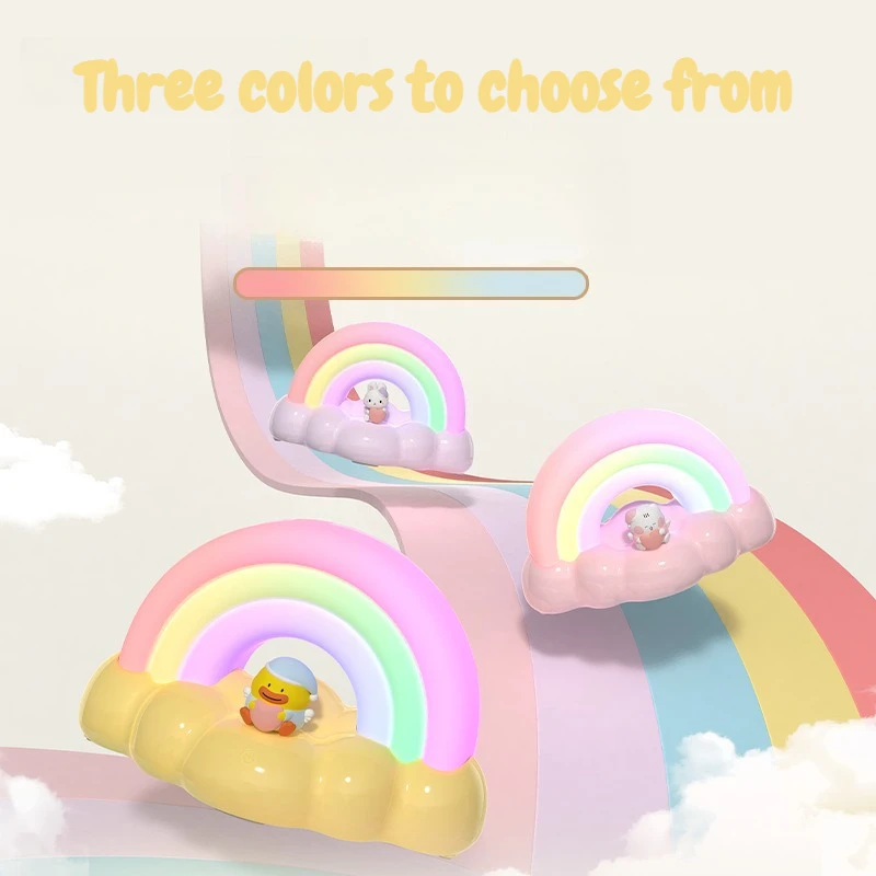 เด็กใหม่ Sleep Companion การ์ตูนสายรุ้งน่ารัก Night Light สี Soft Light USB ชาร์จ Night Light