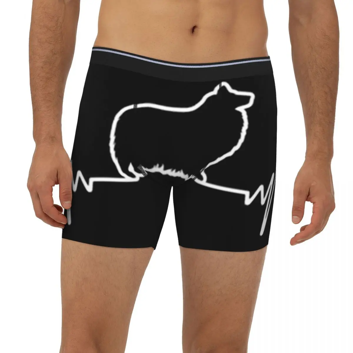 

Минималистичные длинные трусы-боксеры Heartbeat Shetland Sheepdog, короткие мужские трусы, нижнее белье для Homme, мужской подарок бойфренду