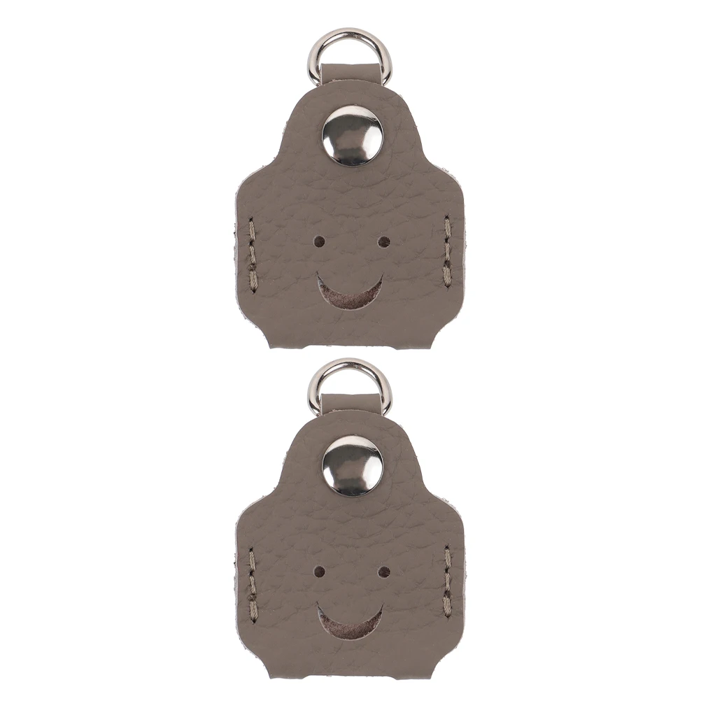 

2 Pcs Key Case Car Pu Keychain Covers for Keys Electric Protective Cute Grey Fob Sleeve Holder