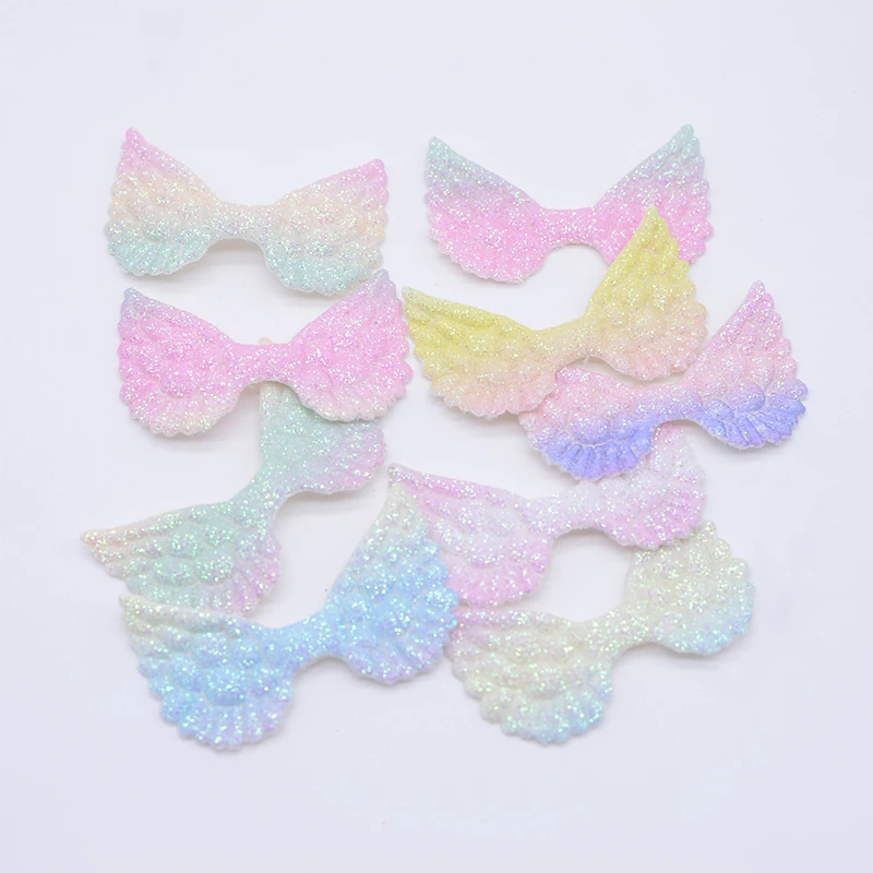 30Pcs 4.8*3cm Glitter Colorful Angel Wing Appliques Cupid Wing Fairy Wing for DIY Toy Headwear Bow Decor