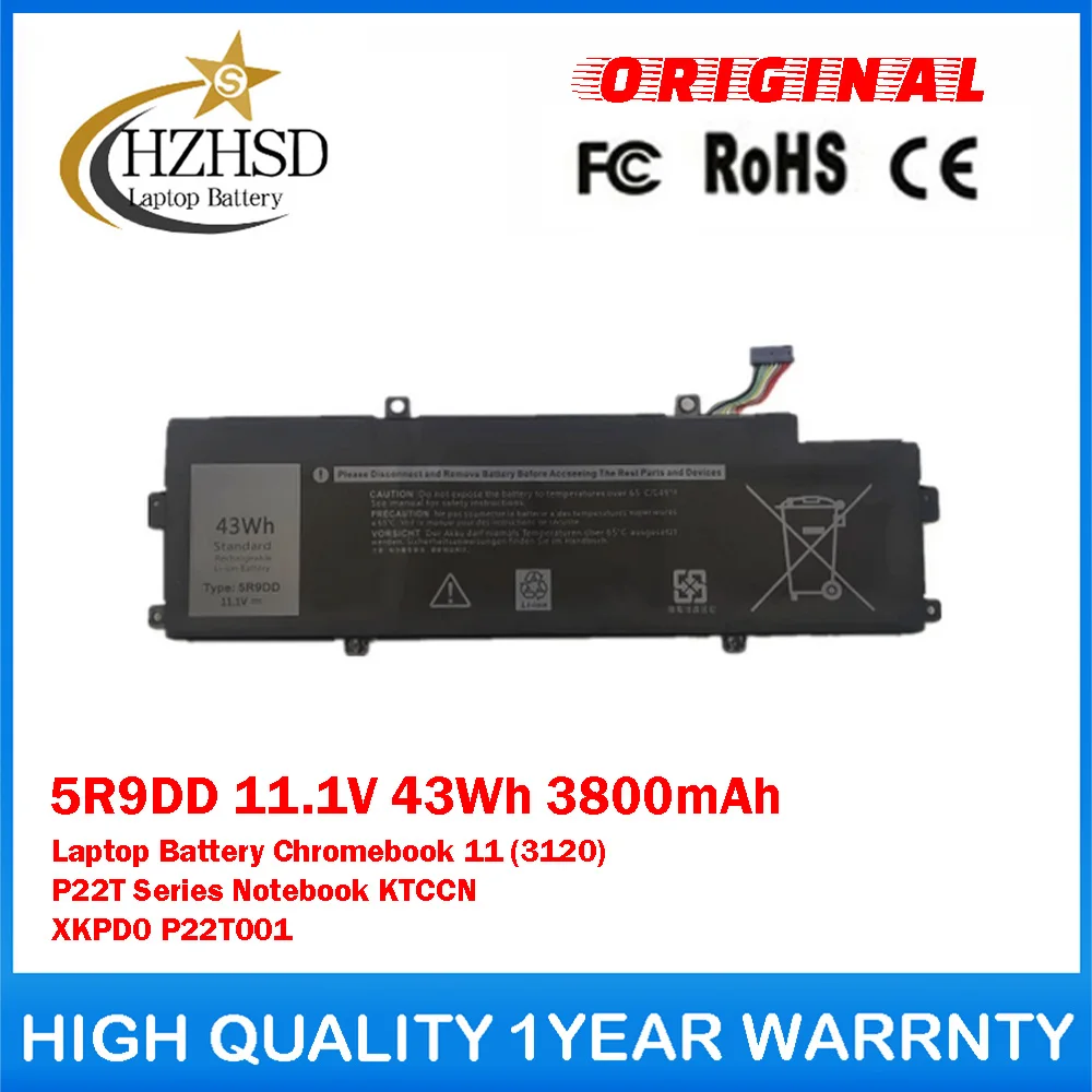 Batería Original para ordenador portátil Dell Chromebook 11 (3120) serie P22T KTCCN XKPD0 P22T001, 5R9DD, 11,1 V, 43Wh, 3800mAh