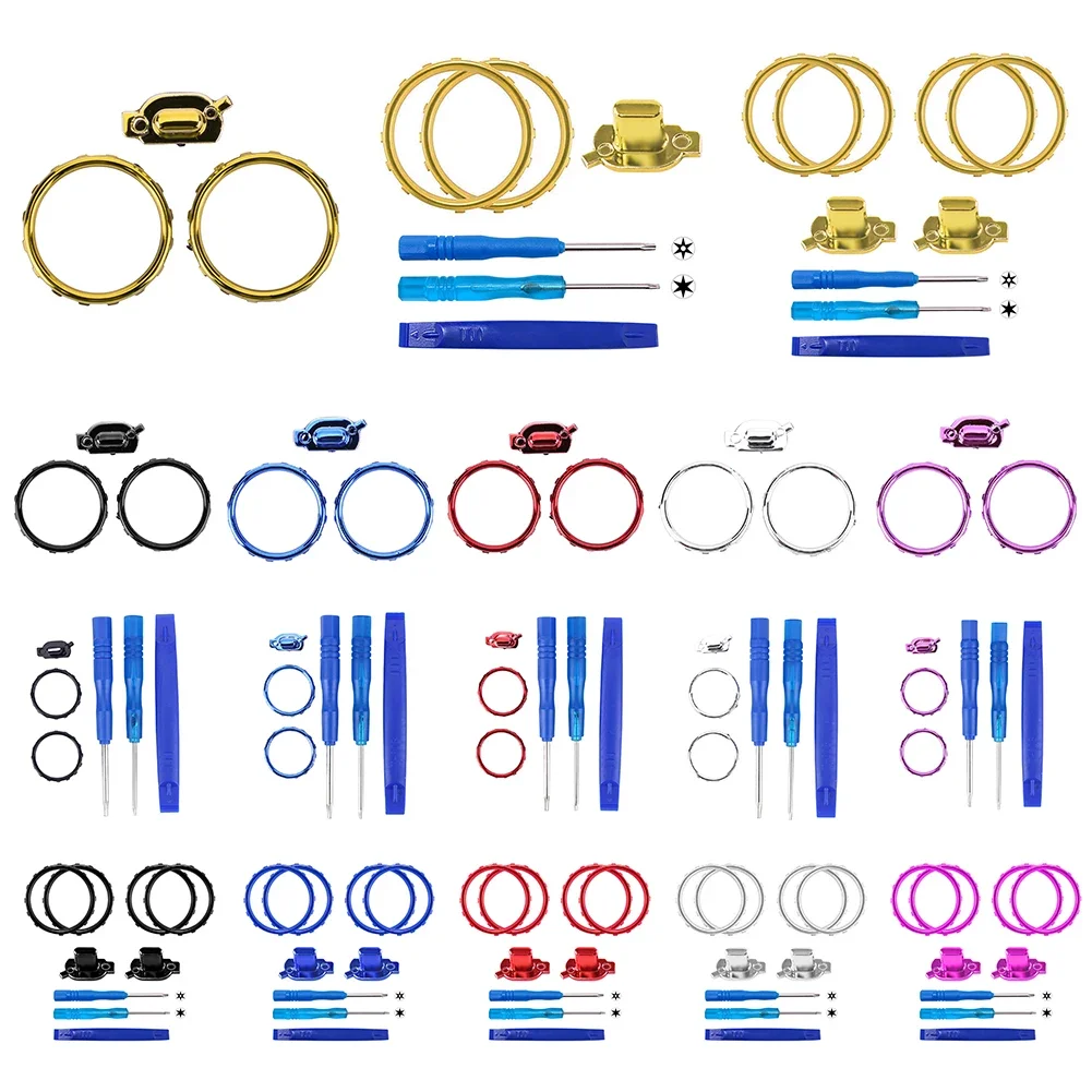Kit de repuesto de anillos decorativos, piezas de repuesto con destornillador cromado mate para controlador de juego Xbox One Elite Series 2