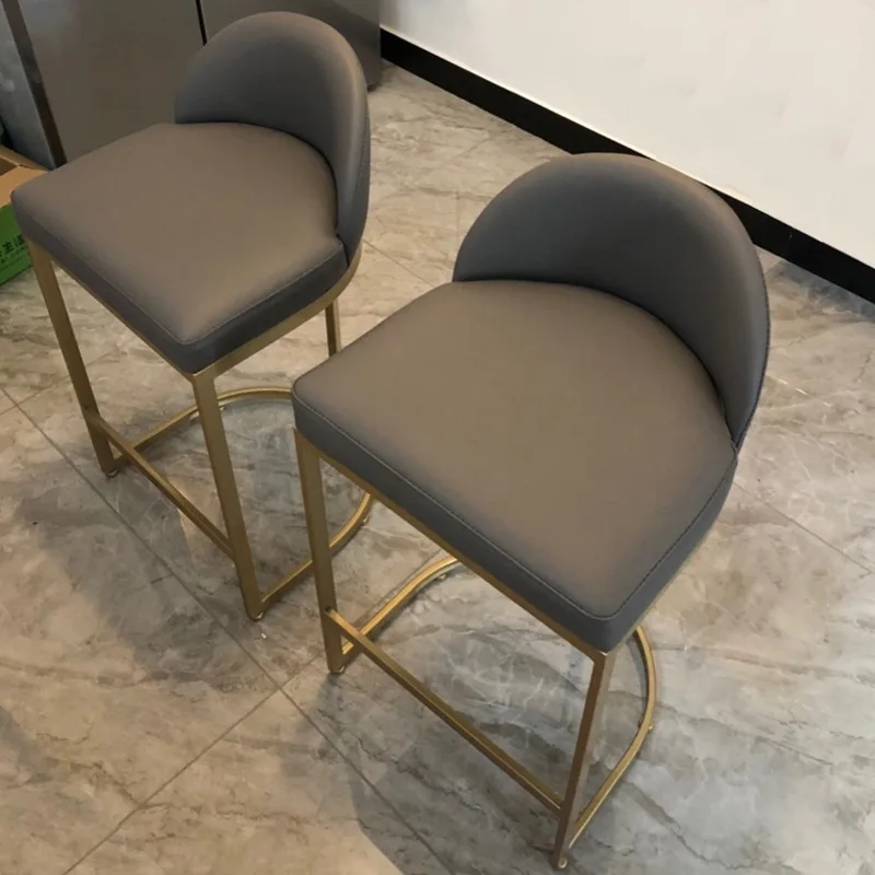 Nordic Bar Chair Home Backrest Bar Chair High stool Gold Simple Casual Luxury Modern Bar Chair Iron Art