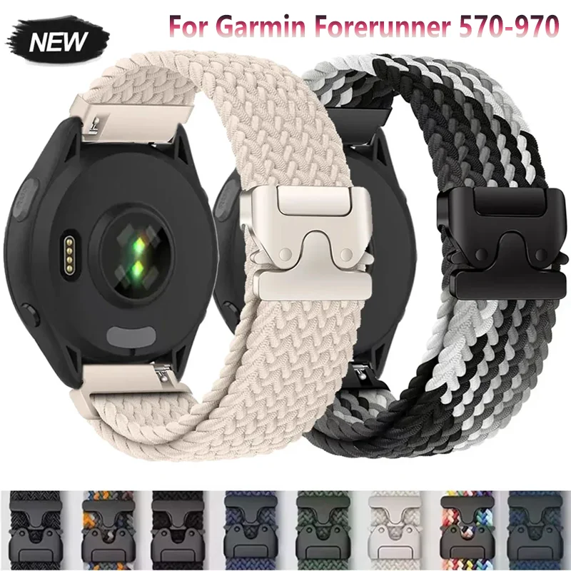 Geflochtenes Nylonarmband für Garmin Forerunner 970 570 965 55 255 Musik-Fallschirmschnalle-Armband Garmin Venu 3 Active 6 Zubehör