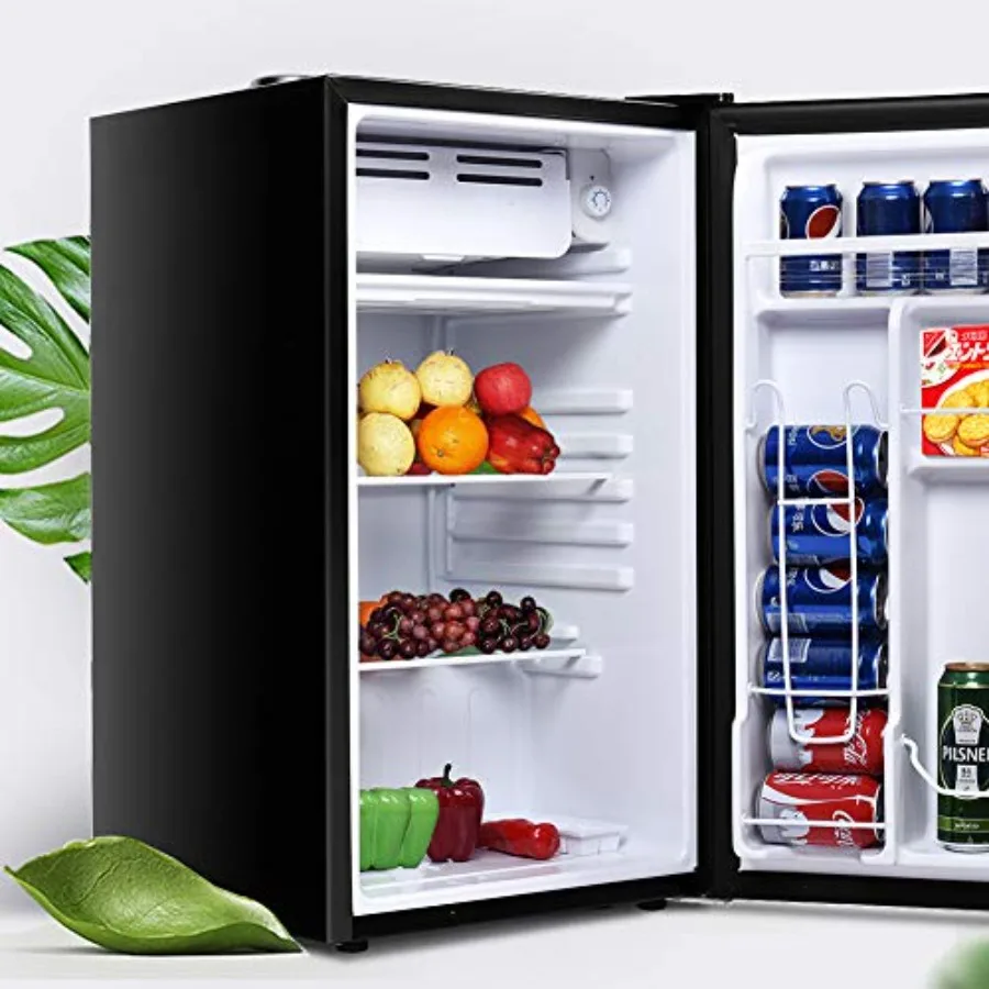 

3.2 Cu.Ft Mini Compact Refrigerator Under Counter Fridge with Small Freezer Removable Glass Shelves - Ideal for Drinks Food Bee