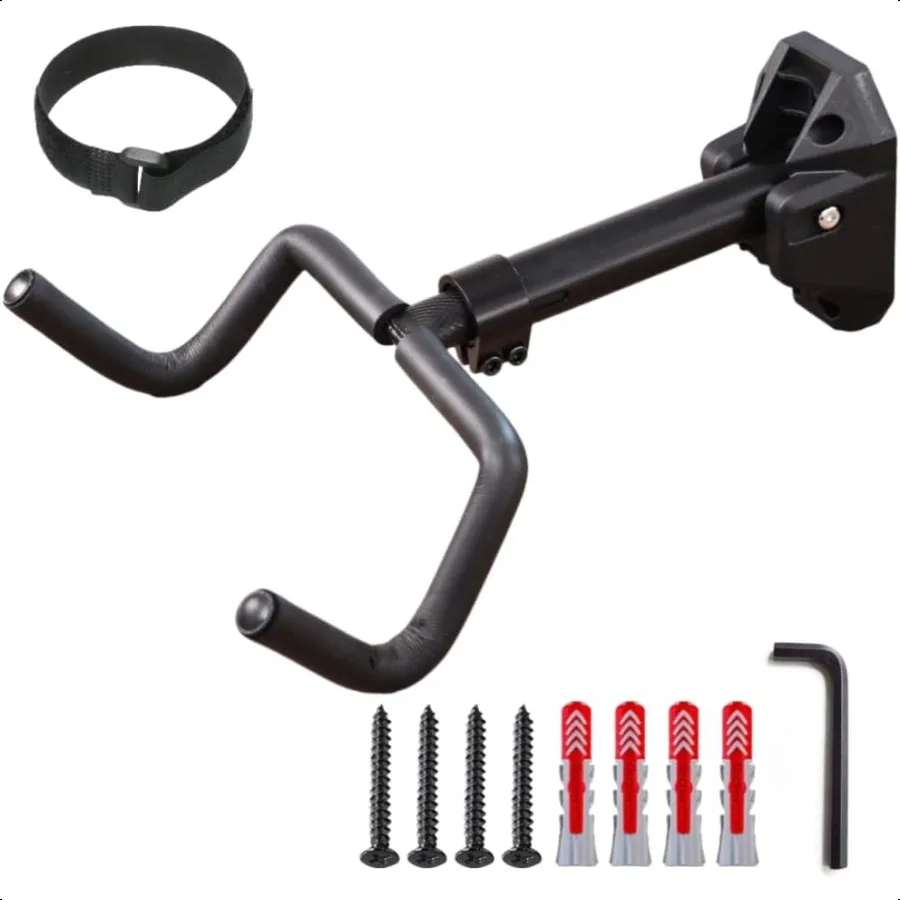 

Настенная стойка для велосипеда, регулируемый угол, складная конструкция с монтажным оборудованием, черная винтовая фиксация