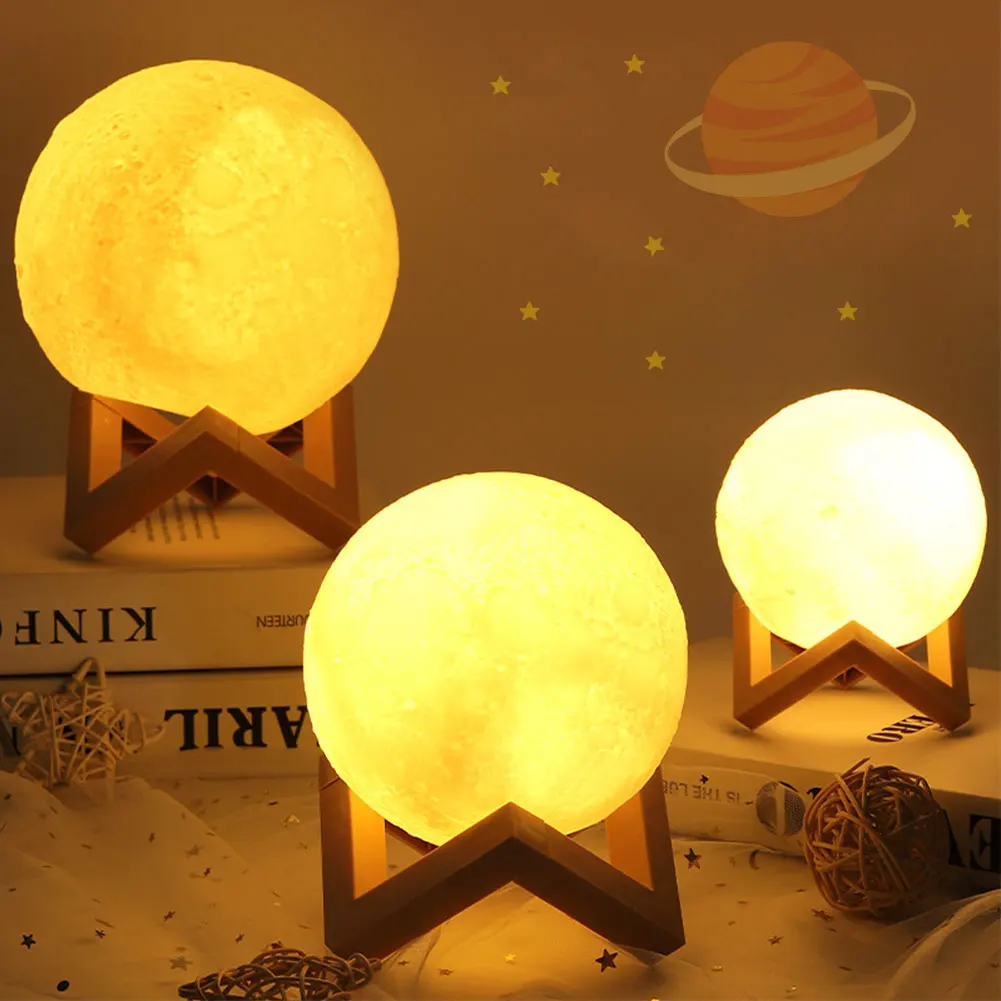 3D Print Moon Lamp Battery LED Night Light Warm Color Moon Lamp Children\'s Night Lamp Bedroom Decoration Birthday Gifts