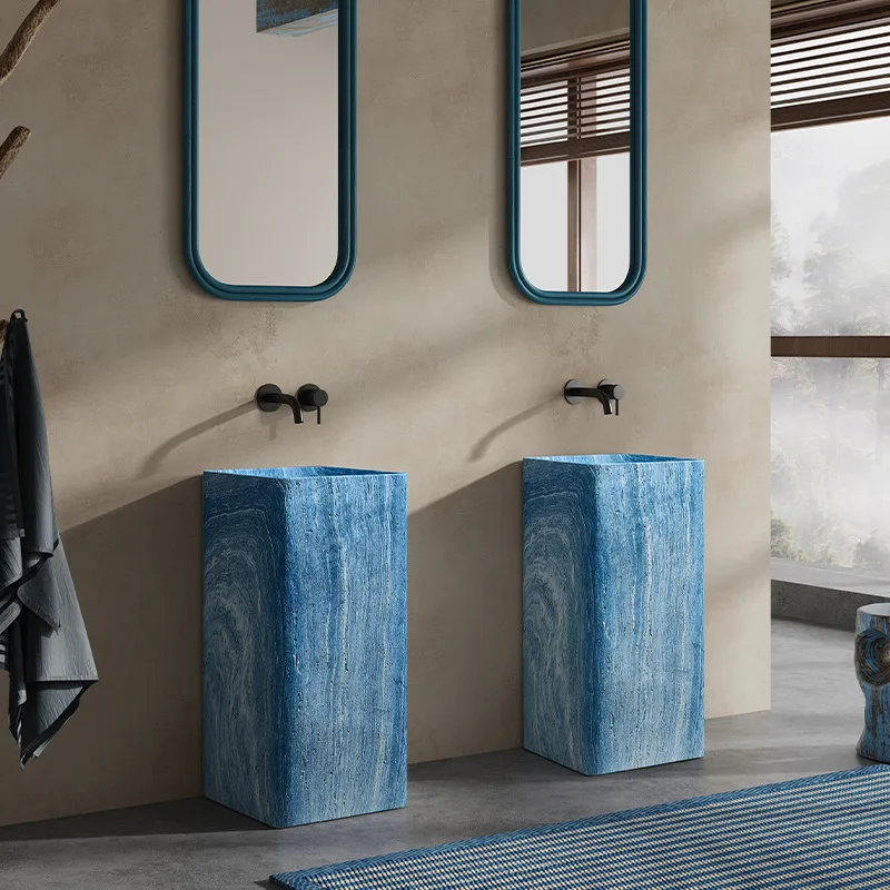 Minimal light luxury style column basin creative vertical wash basin integrated floor type