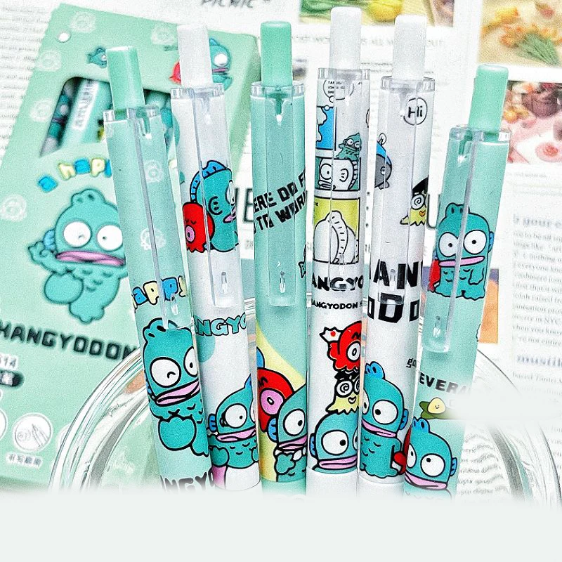 12Pcs Kawaii Sanrio Hangyodon Press The Gel Pen 0.5 Anime Figure Smooth and Quick Drying Ins Style forniture per studenti regalo per ragazza