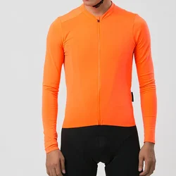 2023 Bright Orange Pro Aero 2 Brushing Thermal Fleece Cycling Jersey Long Sleeve Winter With Seamless Cuff Men & Woman