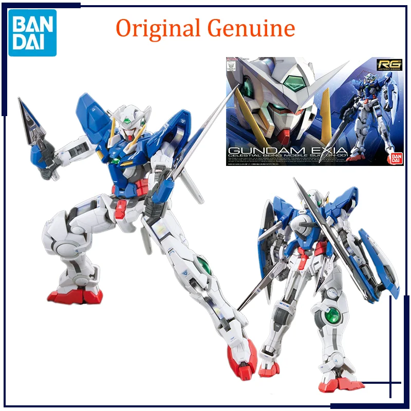 Original Genuine Bandai Anime GUNDAM EXIA RG 1/144 GN-001 Assembly Model Toys Action Figure Gifts Collectible Ornaments Kids