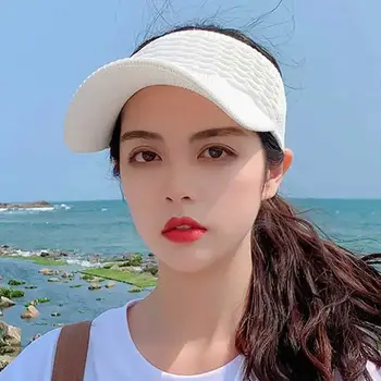 Nya UV-skyddande solhattar för kvinnor, andningsbara, justerbara, tomma visirkepsar för män, tennis, golf, löpning, resor, strand, sport, utomhushatt 6 best sales Sun visor hat - №3