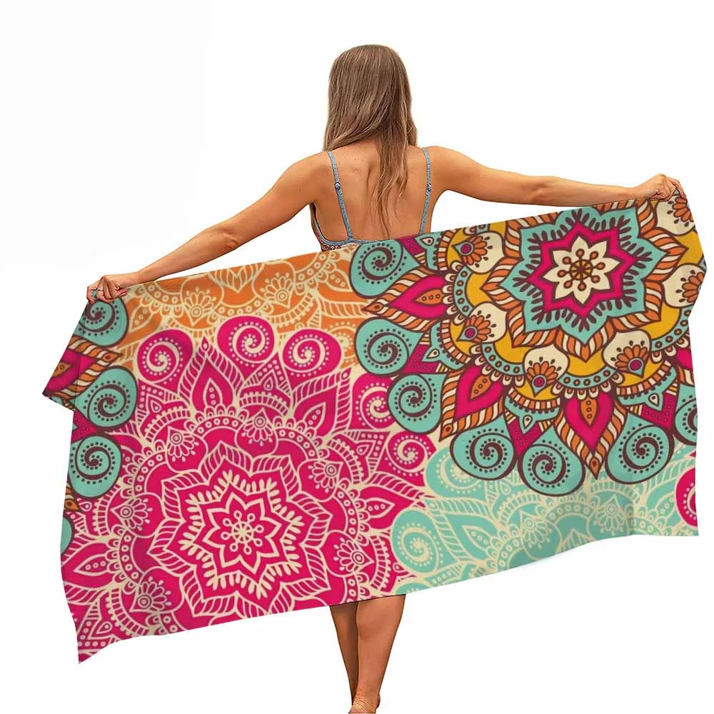 Colorful Mandala Microfiber Psychedelic Beach Towel Portable Quick Dry Sand Outdoor Travel Swim Yoga Mat Super Absorbent Towel