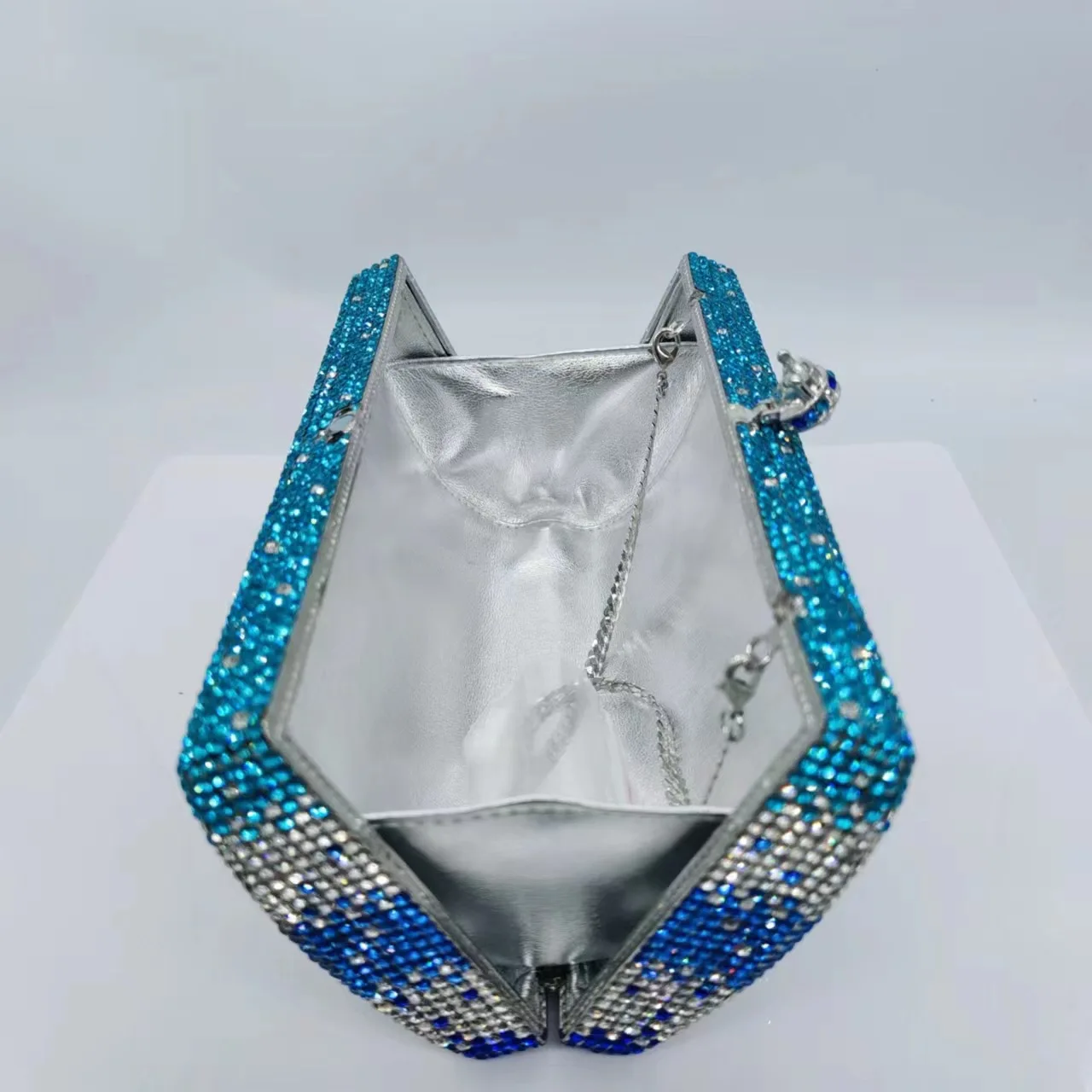 Clutch Gradual Change Blue Diamond Dinner Bag High-end Diamond Clutch Women's Dress Party Small Square Bag Bolsas Diseñador Lujo