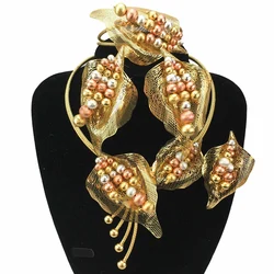 Fashion Jewelry Sets for Women African Nigerian Bridal Wedding Costume Jewelry Party Necklace Gift FHK17542