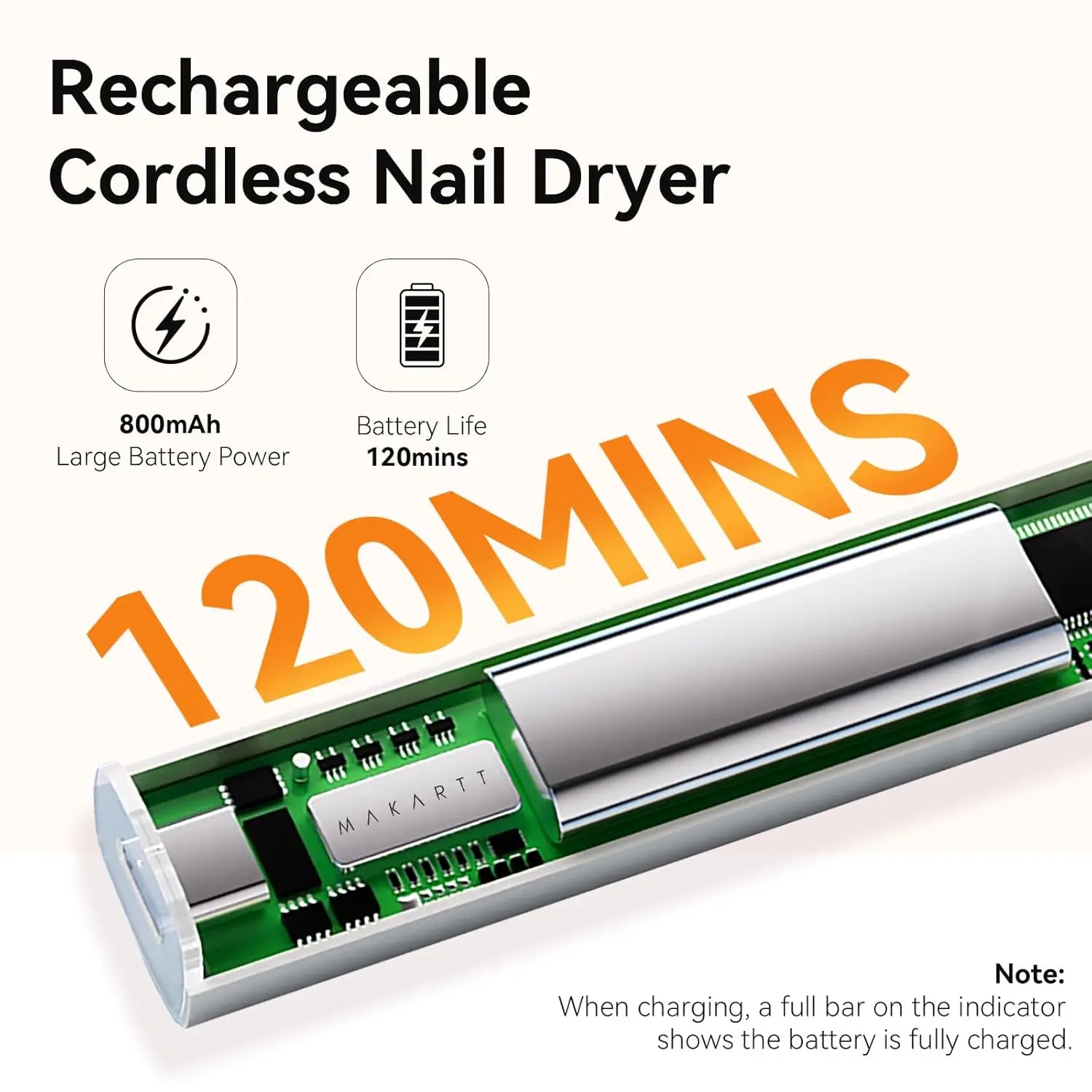 UV Nail Lamp, Handheld Rechargeable with LCD Display & 3 Timers (White)