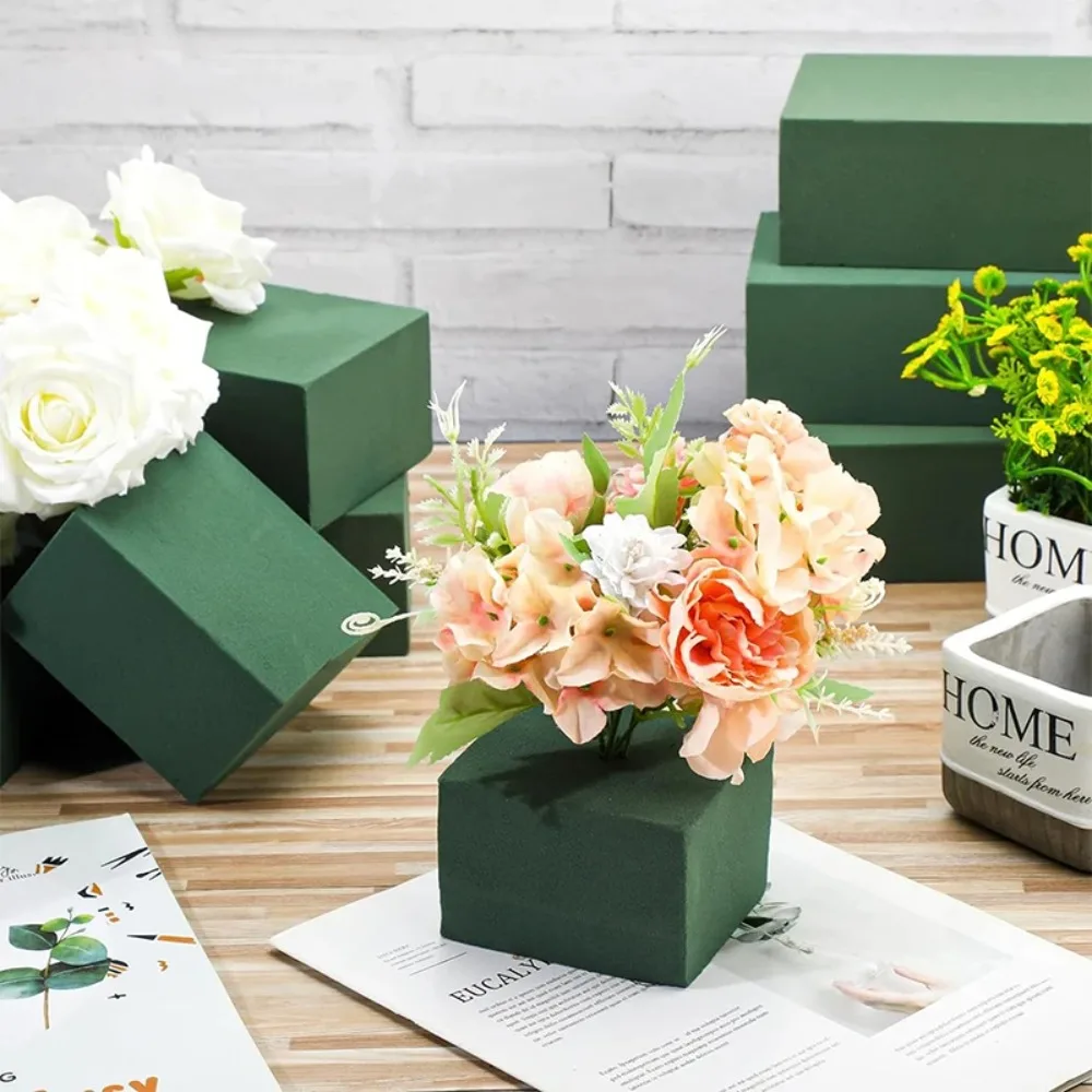 2/4/6pcs Rectangle Floral Foam Blocks Fresh-Keeping Foam Floral Foam Brick DIY Flower Arrangement Kit Green