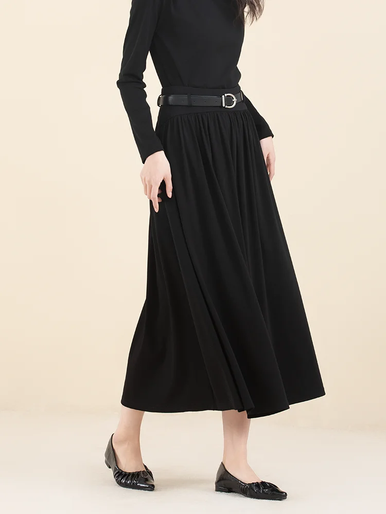 

Новая женская модная длинная юбка А-силуэта с высокой талией, плиссированная, из эластичного хлопкового трикотажа, весна-лето, стройнящая