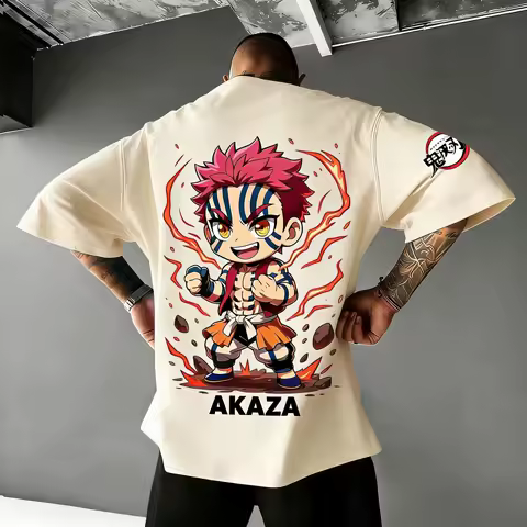 2026 Demon Slayer Akaza Anime T Shirt Men Women Cotton Short Sleeve Tee Graphic Print Casual Summer Tops Y2k Clothes Streetwear