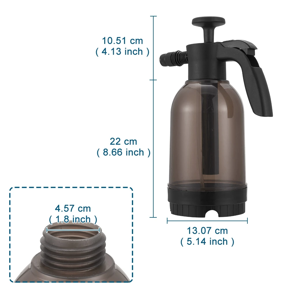 2L Water Can Spray Pressure Sprayer Bottle Multi-Purpose Hand Pressed Pump Mist Watering Pot for Garden Potted Plants Black