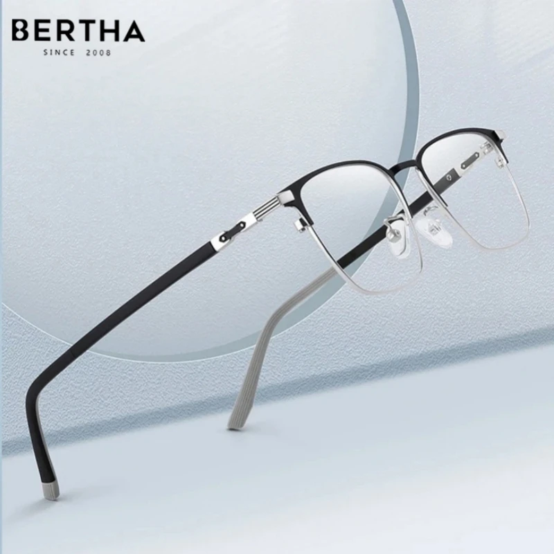 

BERTHA Pure Titanium Glasses Frame Ultralight 12g Frame Anti Blue Ray Myopia Fashion Prescription Reading Glasses AJ03058