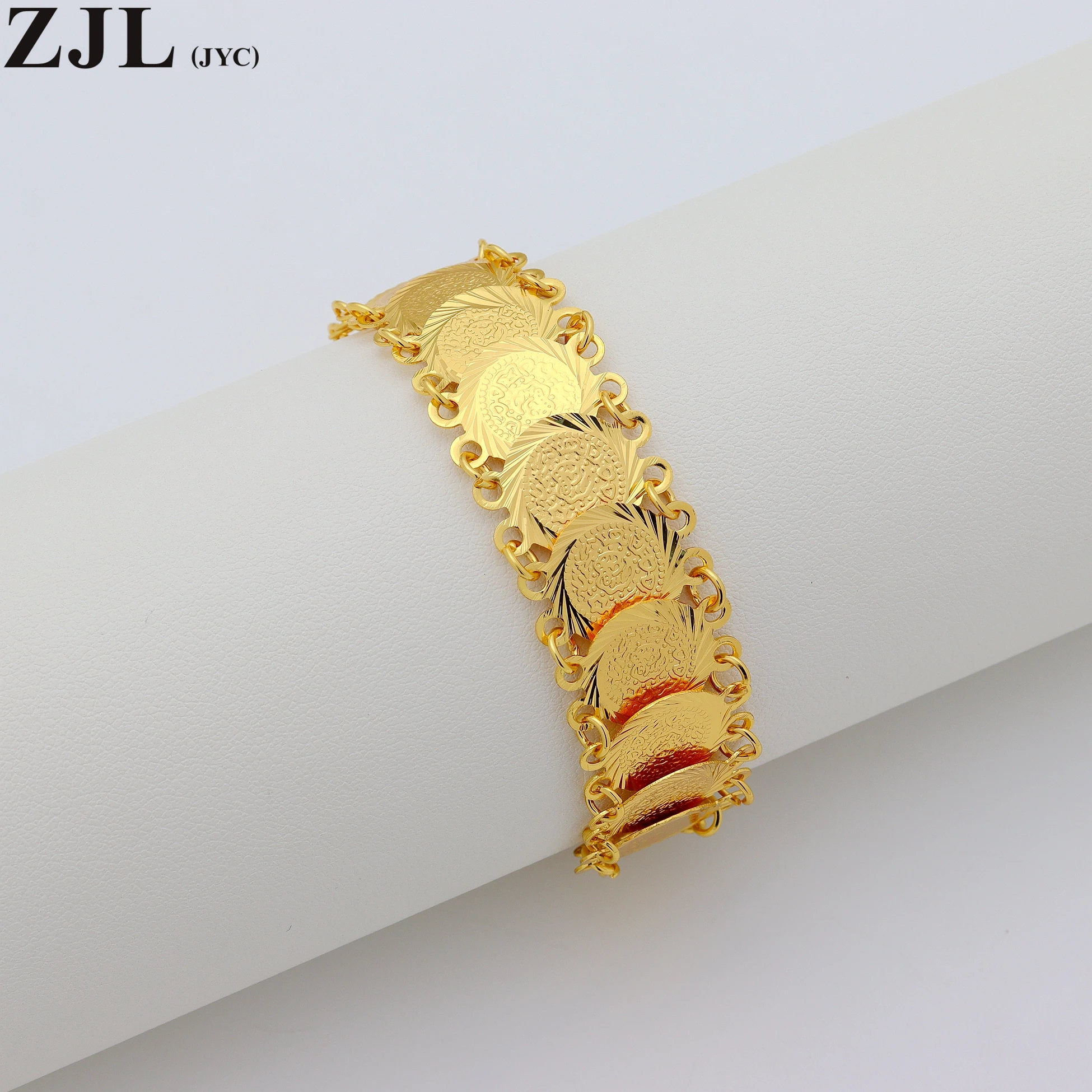 Islam Money 18K Gold Plating Coin Bracelet Gold Color Unisex Arab Middle Eastern Charm Bracelet Jewelry