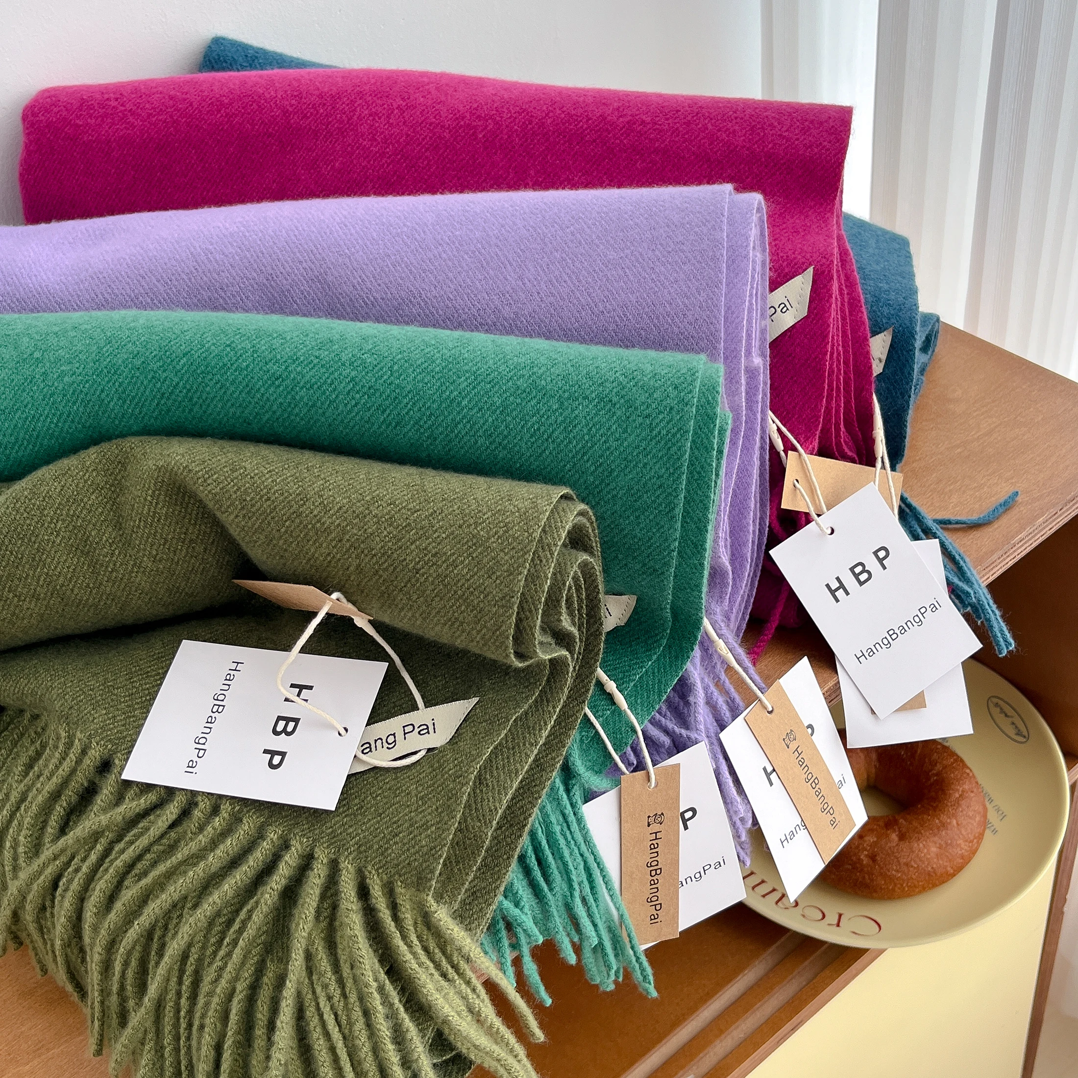 2023 neue Winter Wolle Schal Für Frauen Lange Warme Kaschmir Schals Hijab Solide Dame Schal Wrap Weibliche Pashmina Bandana Kopf schals – Detail 7
