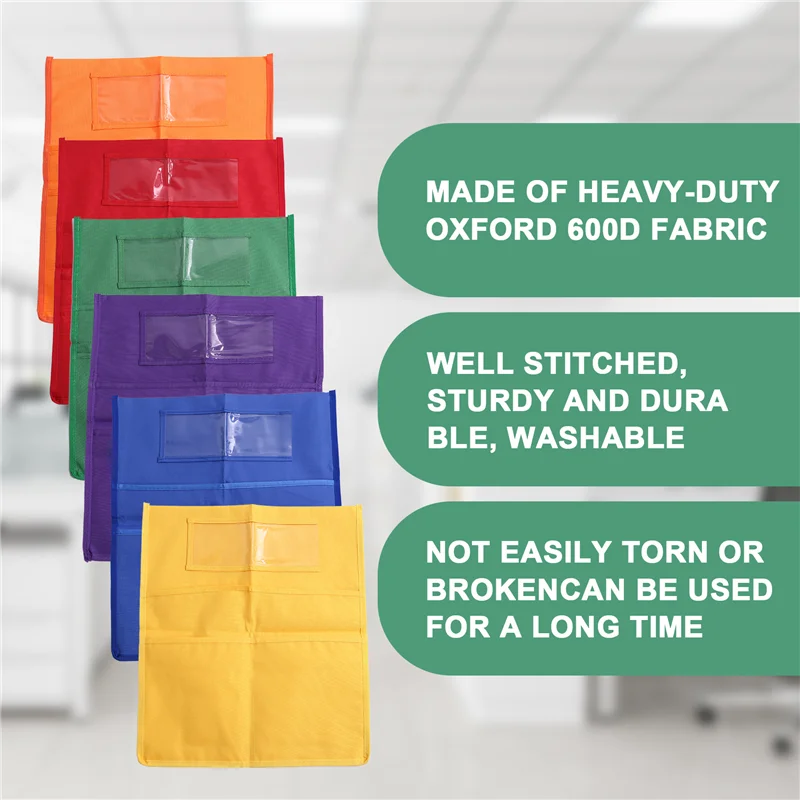 

ABPP-Classroom Chair Pockets, Chair Pocket Charts, Chart Pockets, Chair Storage Bag With Name Tag,Classroom Organization,6Pcs