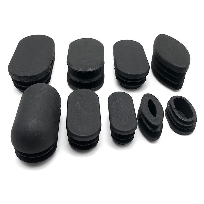 Black Plastic Oval Oblong Blanking End Cap Tube Pipe Inserts Plug Bung Furniture Gasket Dust Seal