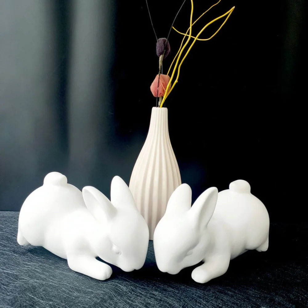 Cute Ceramic Rabbit Home Decor - Nordic Ins-Style Book Ends & Book Stands Fashionable Fresh Small Sculpture
