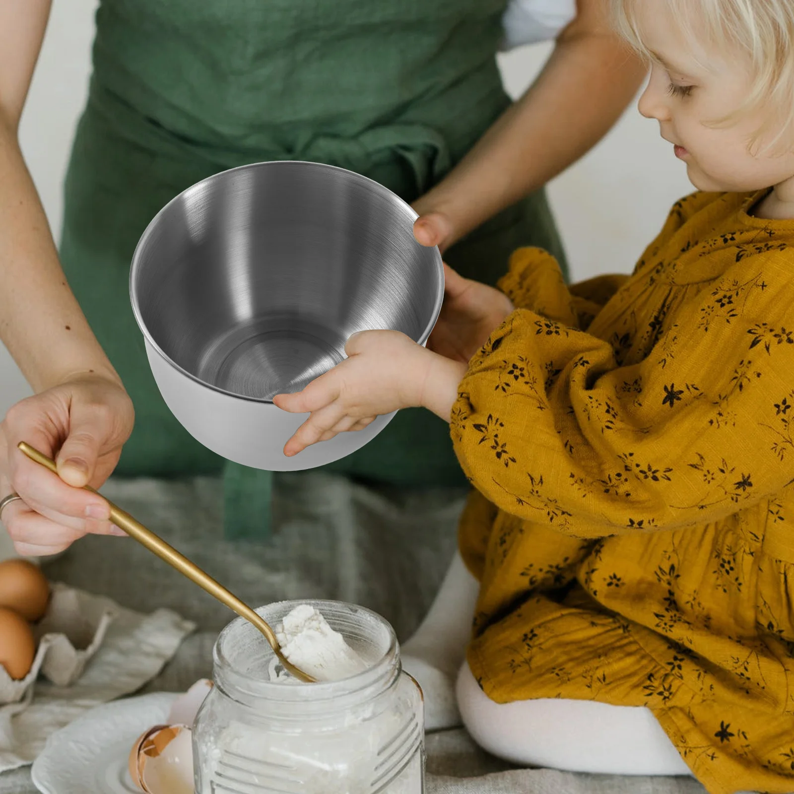 

Stainless Steel Mixing Bowl 19cm Deep Anti Splash Small Nested Bowls for Baking Cake Egg Beating Food Prep Kitchen Supplies