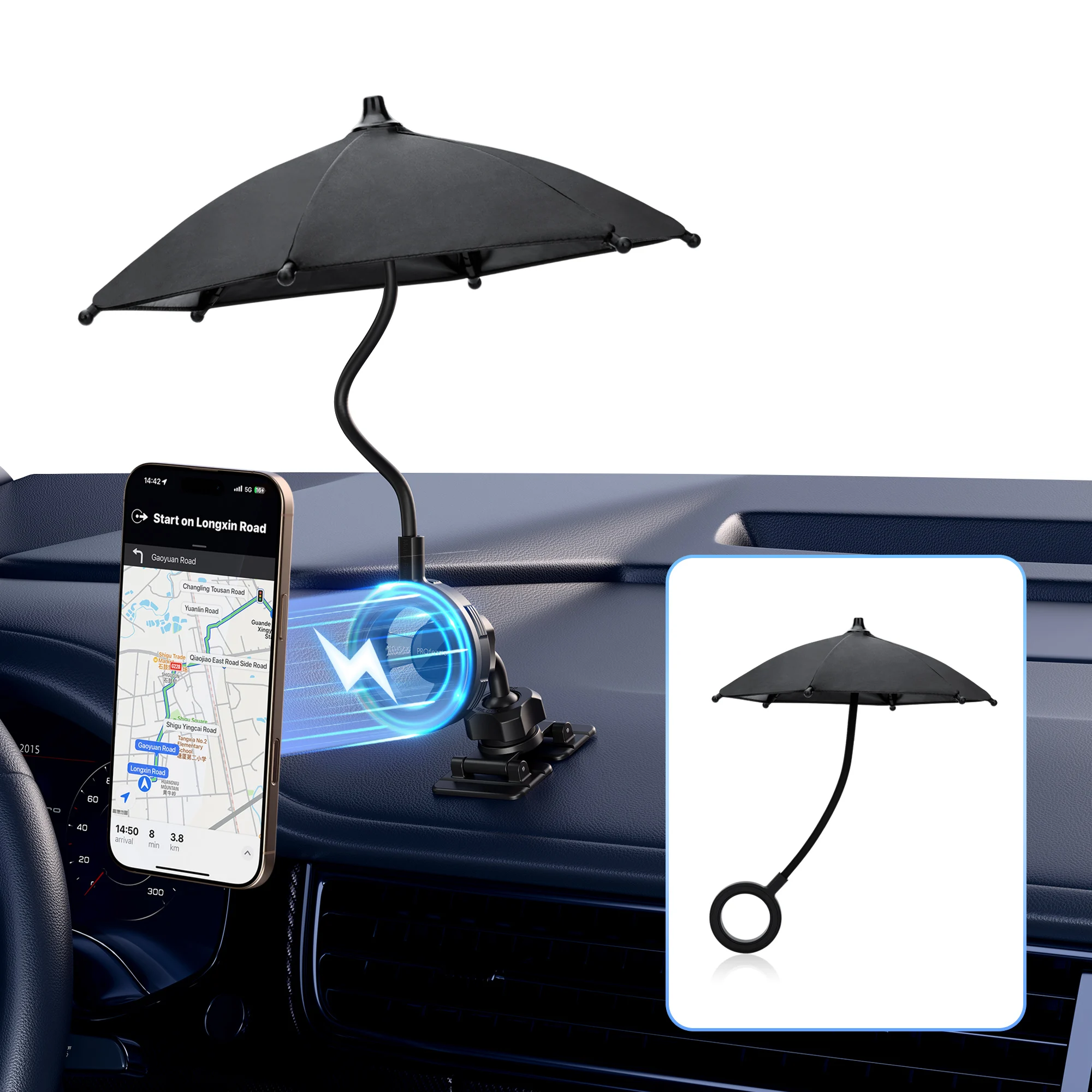

Magnetic Phone Umbrella for Sunlight Rain Universal Mobile Phone Sunshade Shield Umbrella for MagSafe for Outdoor Anti-Glare