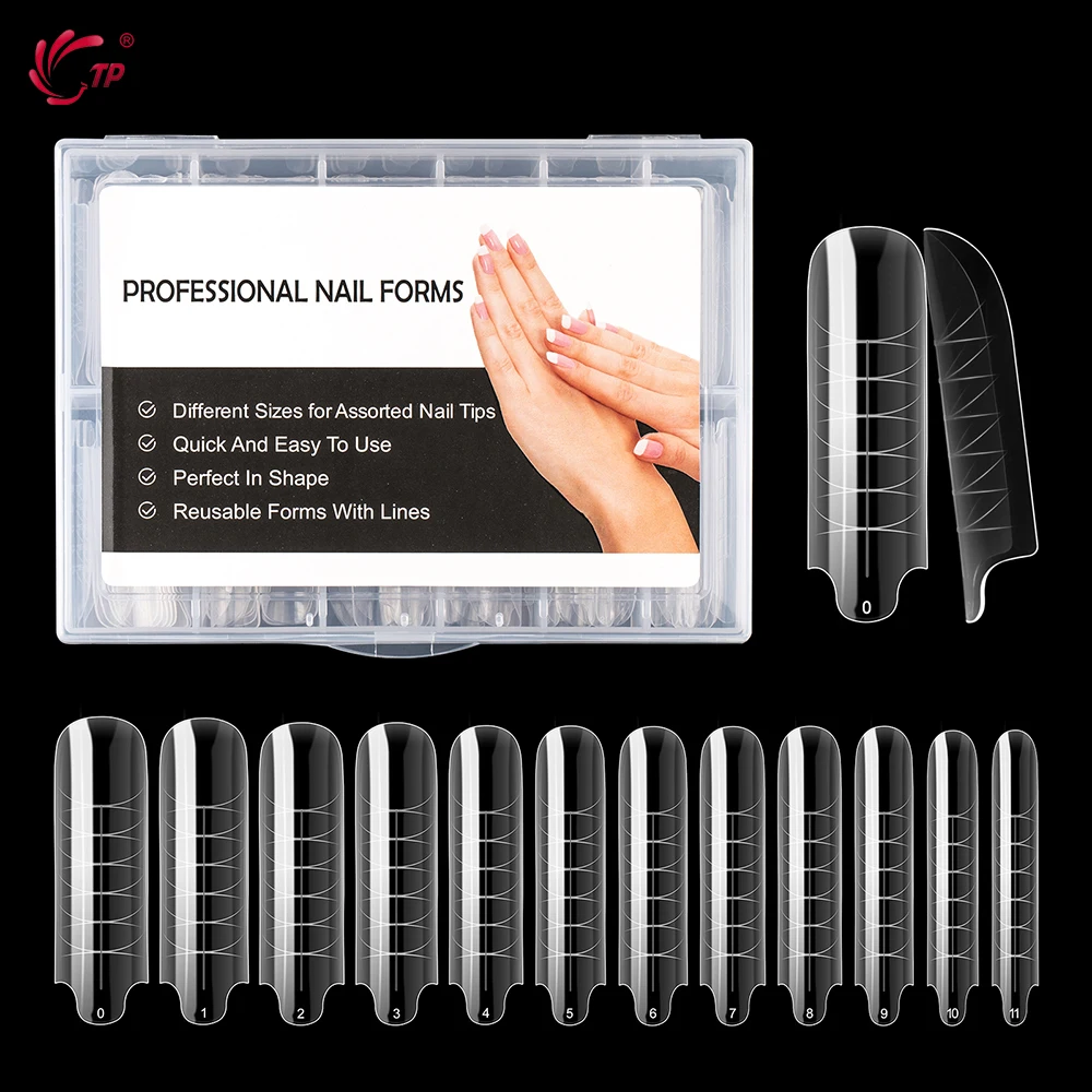 

TP New 120Pcs Full Cover Dual Form Nail Mold for Poly Nail Gel Acrylic Top Forms Quick Building Molds Extension False Nail Tips