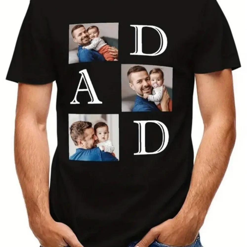 

Dad Shirts Gift for Father's Day Custom T-Shirts for Men Personalized DAD Shirts with Photos Gift for Dad Grandpa Men clothing