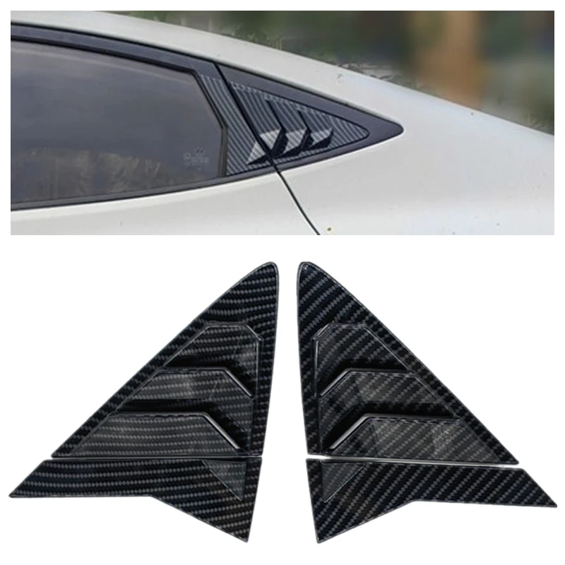 For Hyundai Verna Car Rear Side Window Cover Sticker ABS Louvers Triangular Stickers Carbon Fiber Modification Accessories
