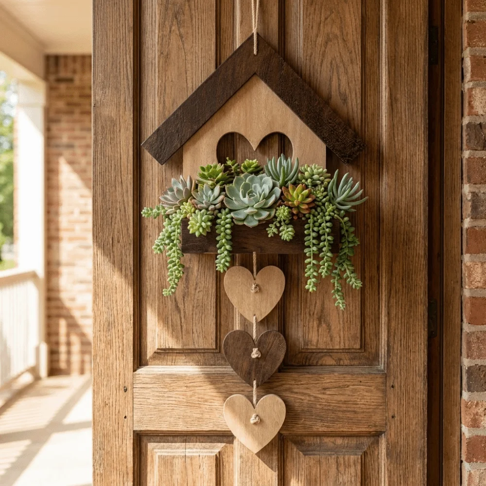 Creative Country Style Bird Nest Flower Pot Wooden Hanging Wall-Mounted Planter Irregular Shape Planting Containers Rooftops