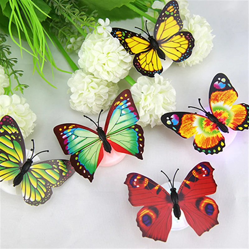 Colorful Luminous 3D Butterfly LED Night Light Wedding Decorative Lamp Wall Decor Battery Operated Glow Small Atmosphere Light