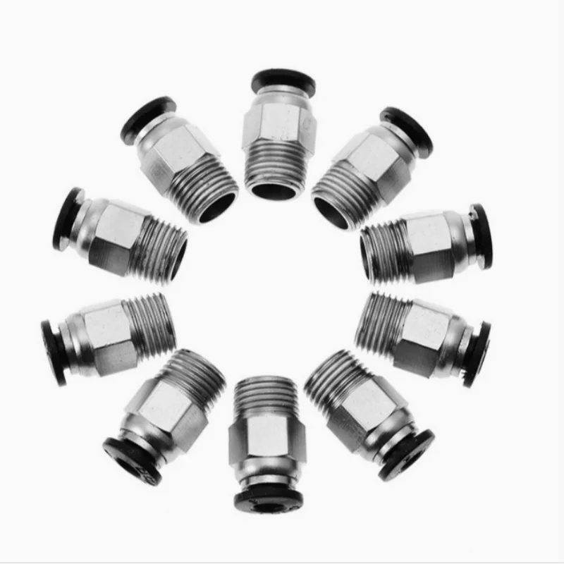 10Pcs PC4-M10 External Thread Male Straight Pneumatic Connector PTFE Tube Push in Quick Fittings Fit for E3D V6 3D Printer