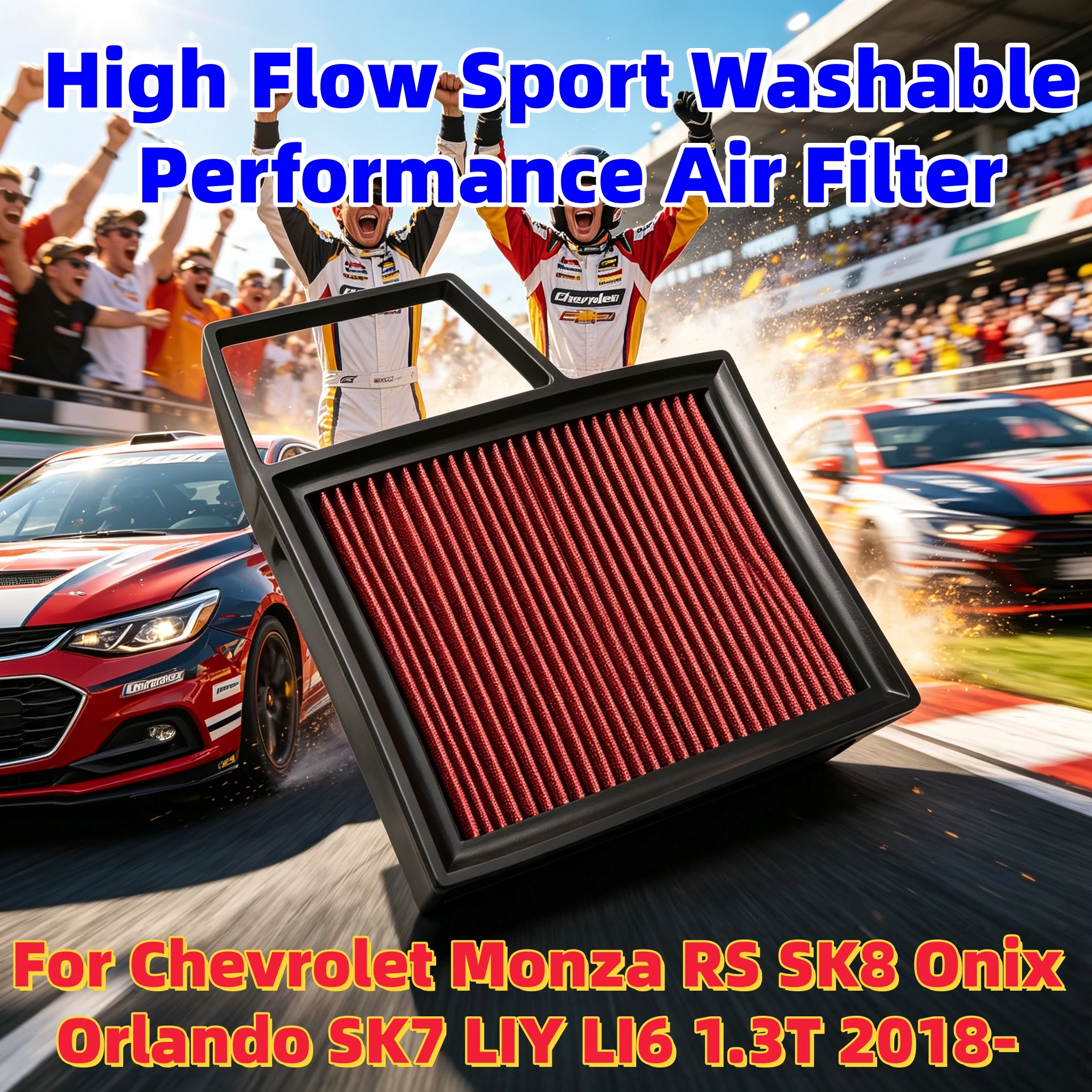 

High Flow Sport Washable Performance Air Filter For Chevrolet Monza RS SK8 Onix Orlando SK7 LIY LI6 1.3T 2018- 26694183 26250395