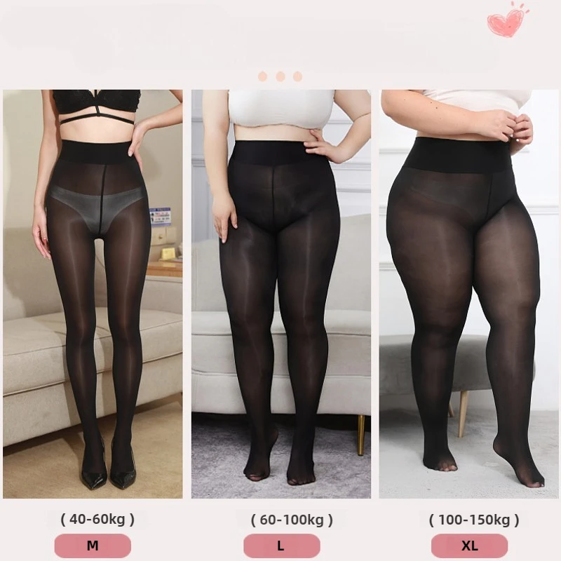 プラス大きいサイズ 150 キロ馬油ストッキング 8D 黒シルク滑らかなオイル光沢のあるタイツ抗フックハイエンドストッキング女性 Bodystockings