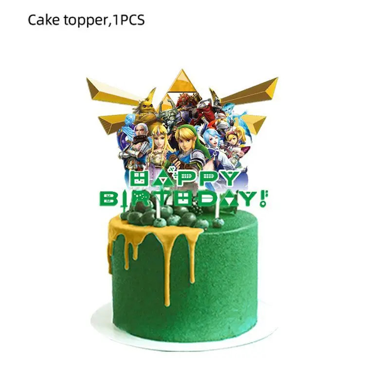 Abenteuer-Jungen Geburtstag Papier-Party-Deko Einweg-Tischgeschirr-Set Tischdecke Becher Ballon Kuchen Babyparty Zeldaa Jungen-Party-Zubehör – Detail 8