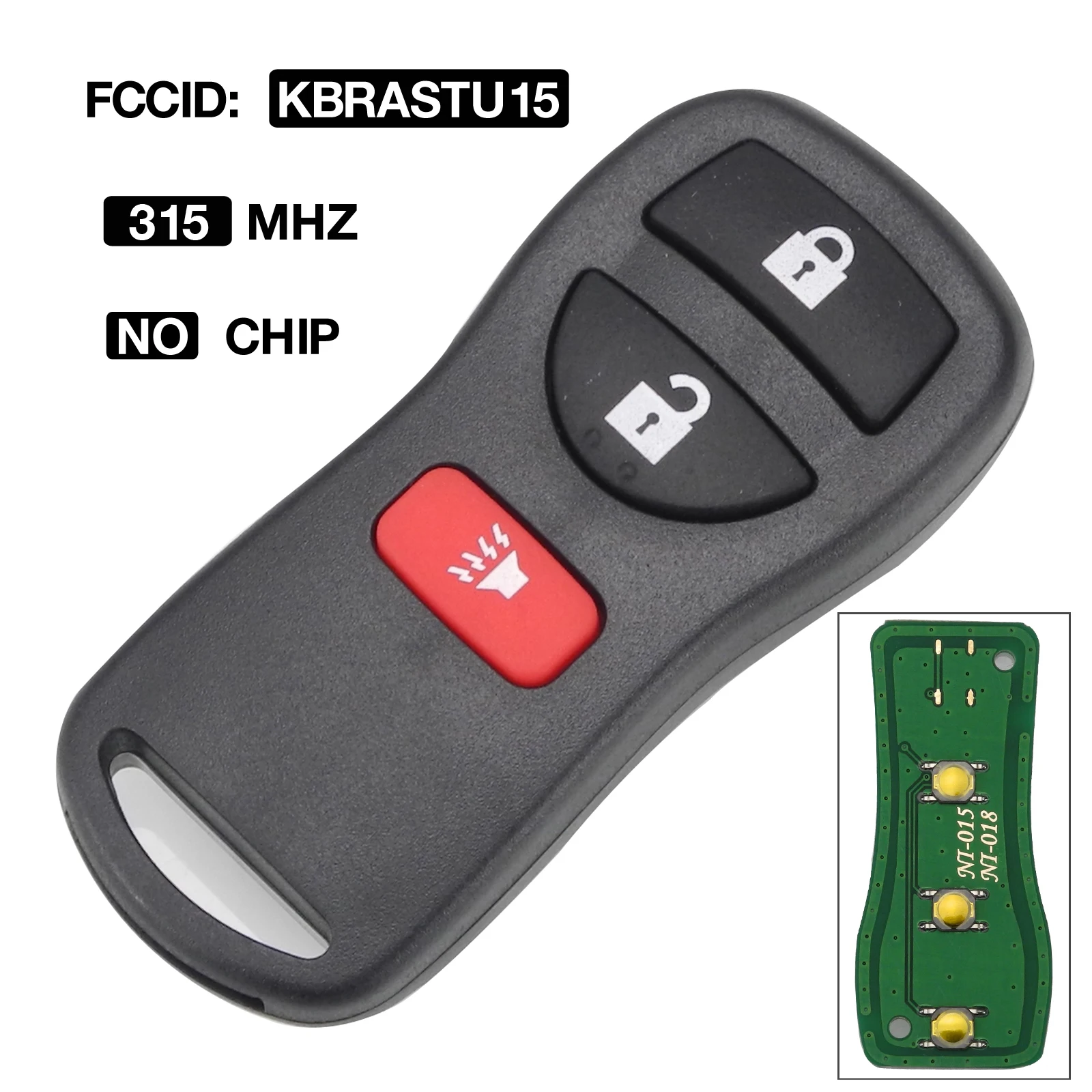 

jingyuqin FCCID KBRASTU15 Remote Key 3 Buttons 315Mhz For Nissan Armada Frontier Murano Pathfinder Quest Titan Xterra 2005-2007