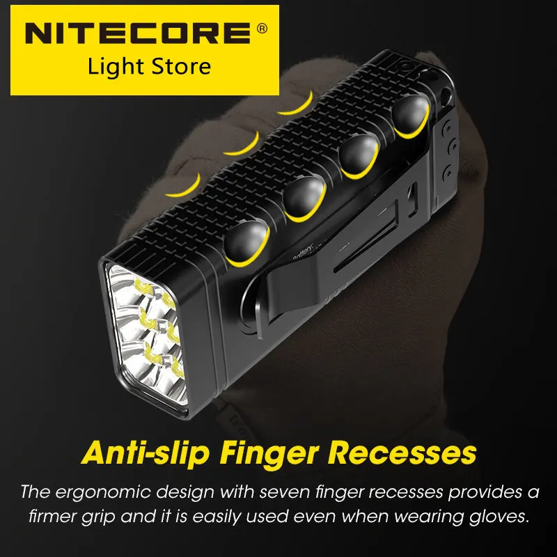 Original Nitecore TM12K Tactical Flashlight 12000Lms Powerful Rechargeable Super Bright 18W QC Searchlight 21700 Li-ion Battery