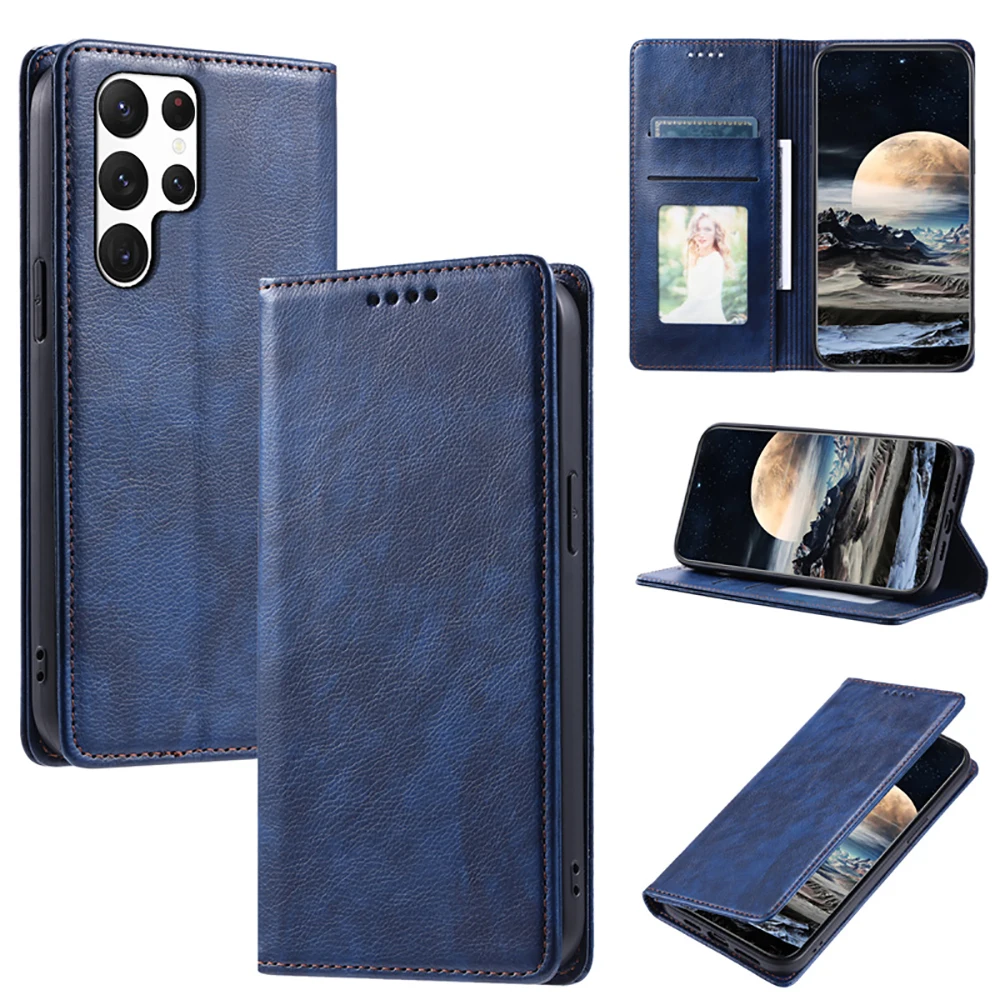 

Luxury Case For Samsung S24 Ultra S 24 Plus 5G Magnetic Leather Flip Book Phone Cover For Samsung Galaxy S24 Wallet Funda