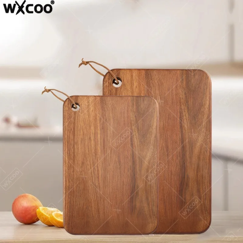 لوح تقطيع من خشب السنط مع فتحة معلقة، ألواح تقطيع المطبخ على الوجهين لقطع اللحوم والخضروات والطبخ المنزلي #1