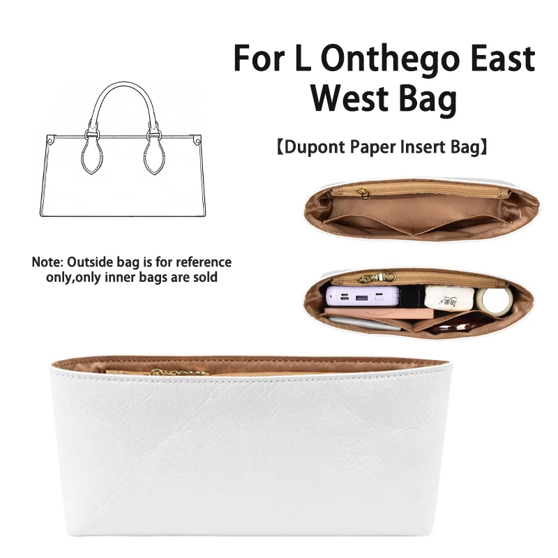 EverToner Waterproof Dupont Paper Insert Organizer Liner for L Onthego East West Bag Interior Storage Inner Accessory