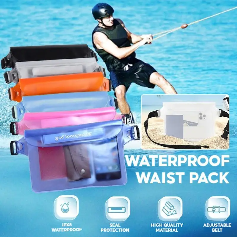 Outdoor Waterproof Waist Bag Sports Pouch with Triple Sealing for Rafting Swimming Beach Activities Versatile Storage