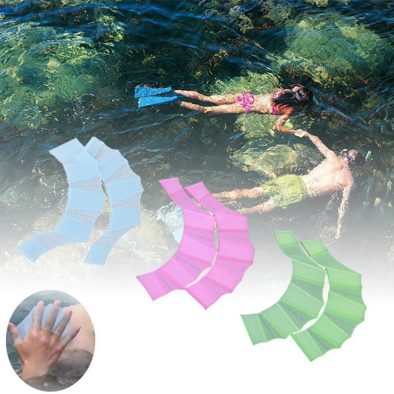 1 Pair Frog Silicone Hand Pup Man/Woman/Child Snorkeling Frog Claw Hand Webbed Swimming Paddle Swimming Equipment