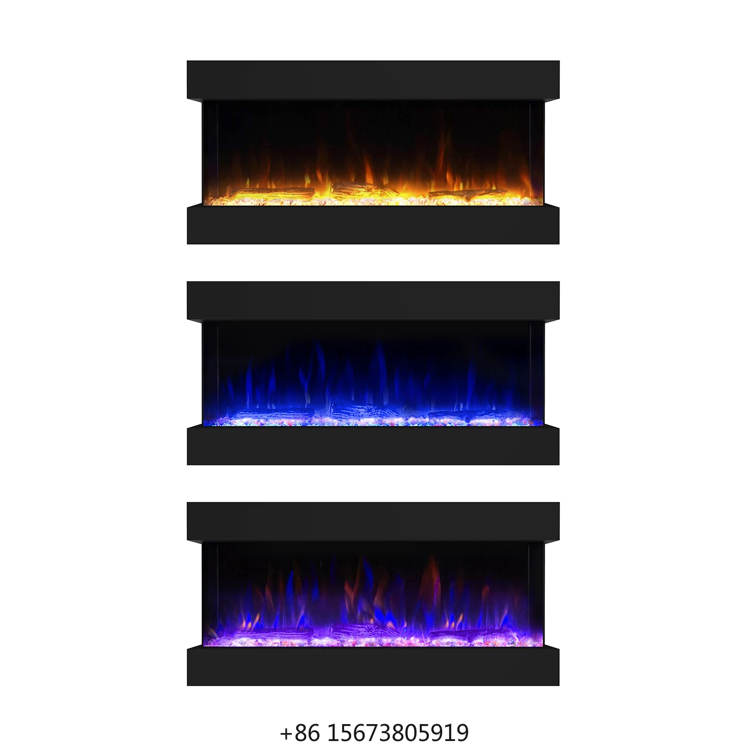 

50-Inch Electric Fireplace Insert 3-Sided Wall Mounted With Heat For And Hotel Use